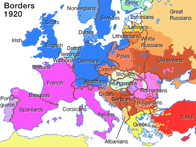 The map of Europe after World War I in Figure 7.3 contains new nation-states 